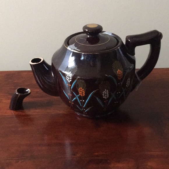 Teapot brown handpainted Flower design from Japan - Picture 4 of 8
